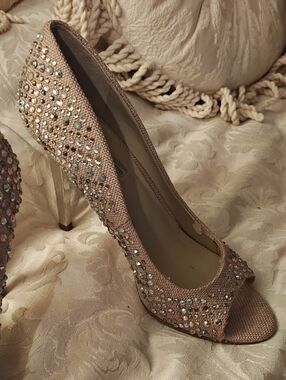 INC embellished peep toe heels sz 7.5